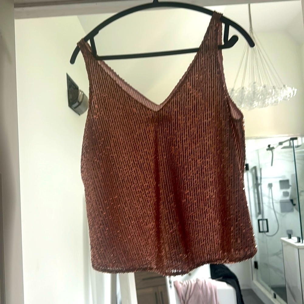 Lined sequin light pink top - LOFT (MP)